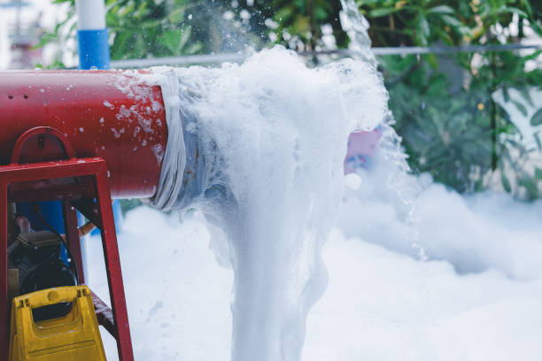 Foam making machine from plain water.  Organization of children's foam party.