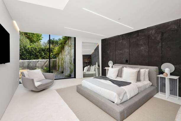 istock Modern bedroom with garden view 2170308938