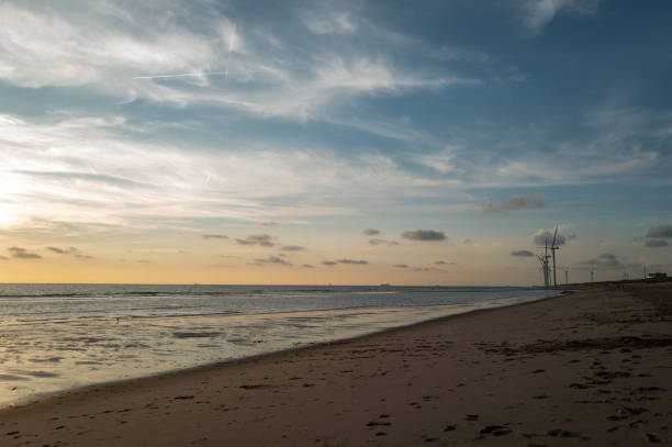 Sunset and sea on the beach