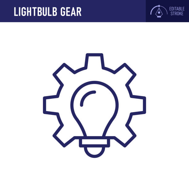 stockillustraties, clipart, cartoons en iconen met lightbulb gear icon - innovation, creativity, technology, problem-solving, efficiency - innovatie