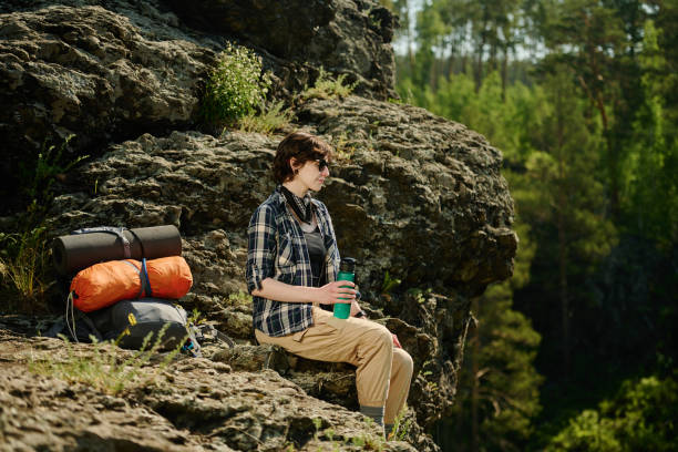istock Mindful camper with bottle of water 2170325049