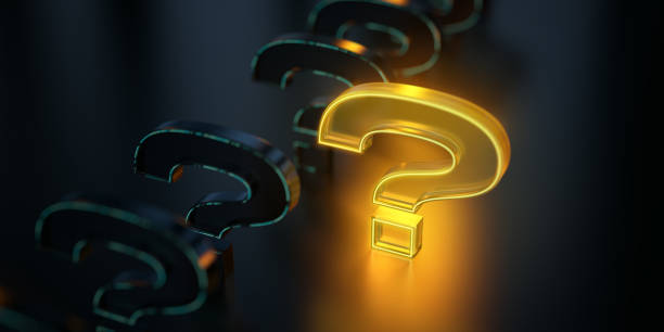 istock Got questions? Got answers. Digital question icon glowing on dark background. Futuristic question icon in world of technological progress and innovation. CGI 3D render 2170329599