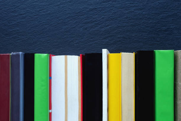 istock Row of different colorful books against black. Copy space 2170331178