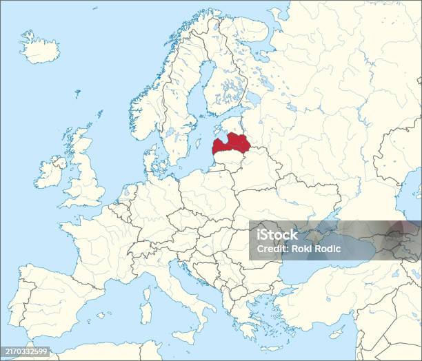 Letoni Ilustración de Mapa Destacado De Letonia Dentro Del Mapa De Europa y ...