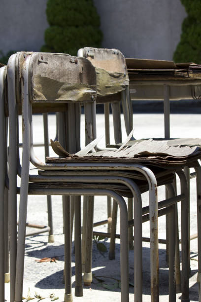 istock A damaged classroom chair abandoned in the schoolyard 2170332640