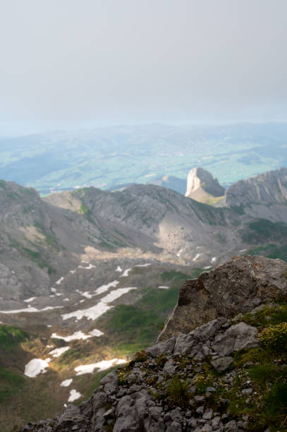 Boardwalk to santis mountain of appenzell alps in switzerland