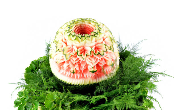 istock watermelon carved(Thai pattern) on white background 2170342845