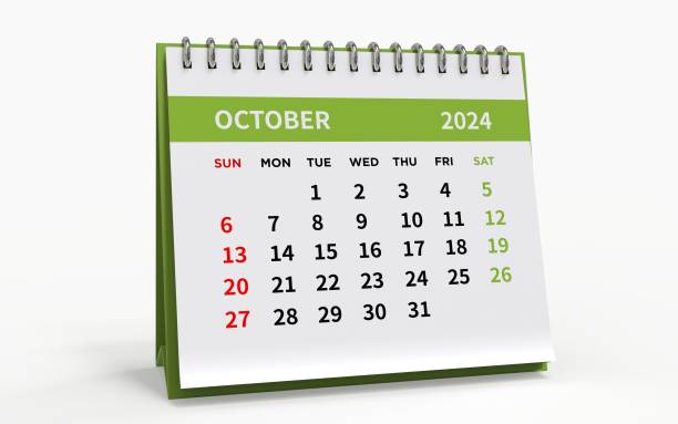 istock Standing Desk Calendar October 2024. 2170345341