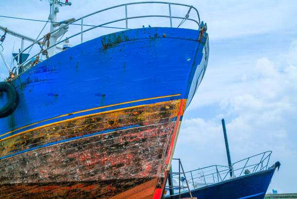 fishing boat trawler in dry dock