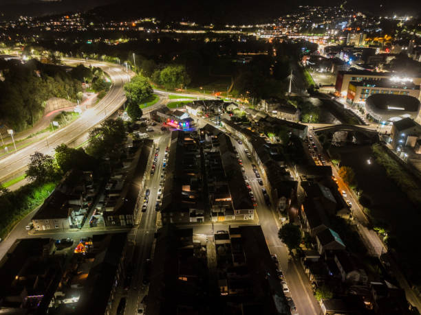 istock Busy highway passing through small town in wales at night 2170353823