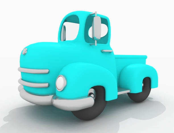 istock Turquoise blue toy car isolated on white background 2170354021