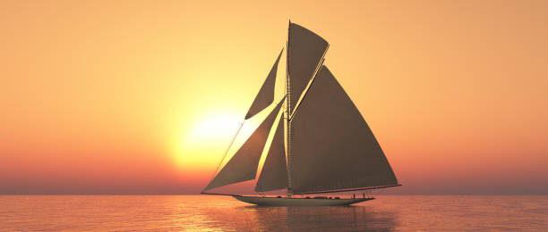 istock Sailing yacht in the open sea at sunset 2170354214