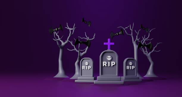 istock Tombstone 3D Illustration, Gothic Gravestone Render for Horror Themes 2170363119