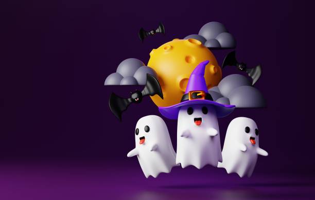 istock Ghost 3D Illustration, Halloween Character Render for Spooky Themes 2170363222