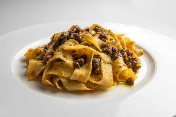 istock Plate with pappardelle with wild boar ragout sauce 2170374125