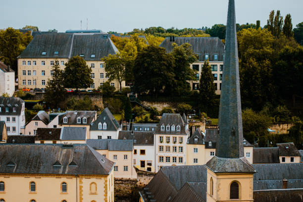 Neo-Renaissance headquarters of Luxembourg's state bank, featuring a 46-meter clock tower