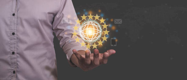 istock Young man hand holding globe virtual connect via wireless internet in a world of digital technology and communications, Connected Community, Interconnected Concept 2170378103