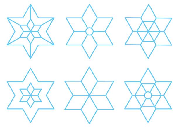 istock Set of snowflakes, line drawing icons, winter decoration material 2170382162