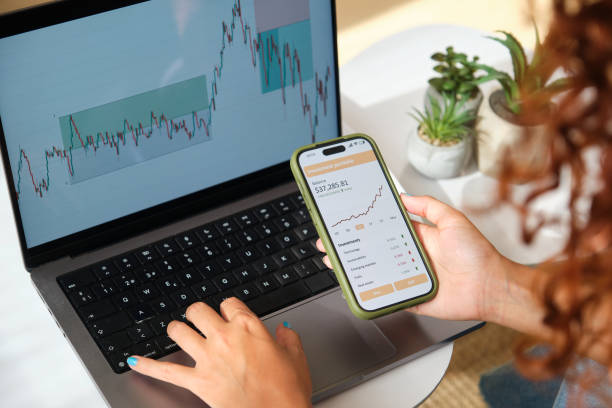 istock Businesswoman analyzing financial data on smartphone and laptop 2170383765