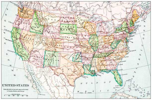 istock Antique map of United States (1898) 2170388881