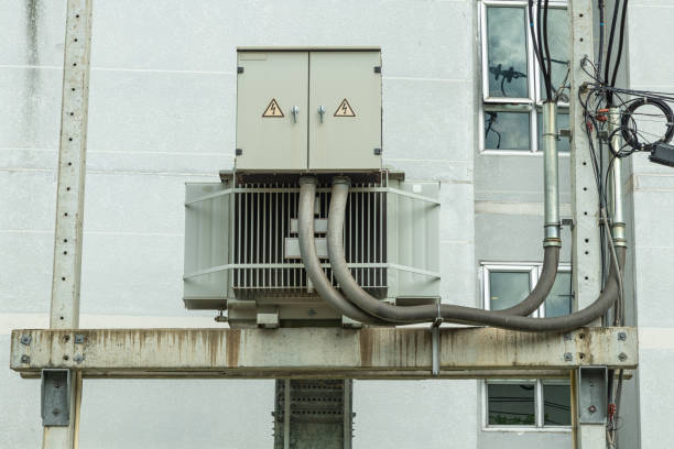 istock A large eletric transformer is mounted on concrete beams and poles 2170390251
