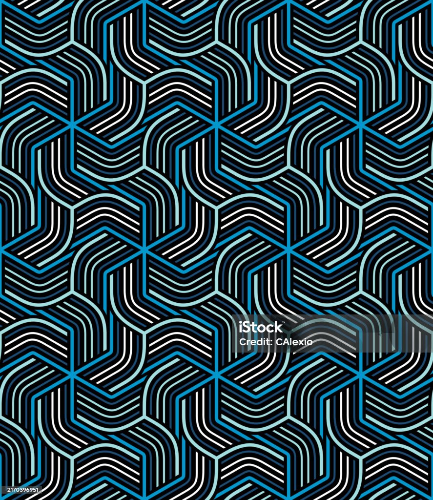 Modular Design Patterns Modular Striped Pattern With Interlocking Thin Blue Lines On A Black ...