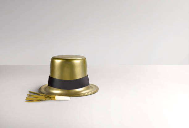 New Year's party hat and whistles on a white background
