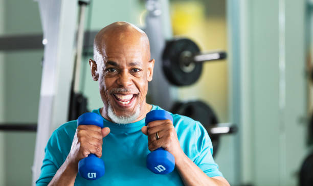 istock Senior African-American man working out at gym 2170407273