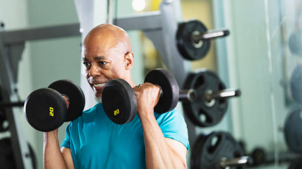 istock Senior African-American man working out at gym 2170407274