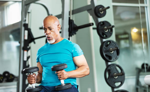 istock Senior African-American man working out at gym 2170407276