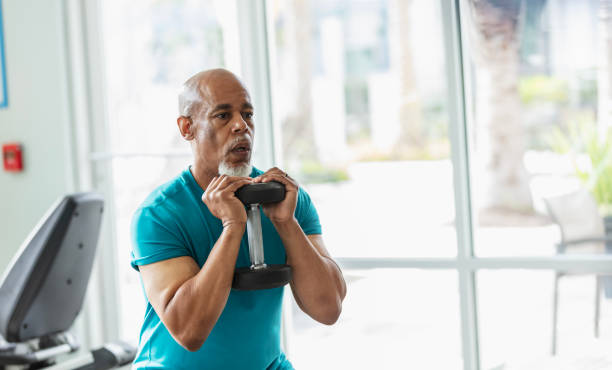istock Senior African-American man working out at gym 2170407286