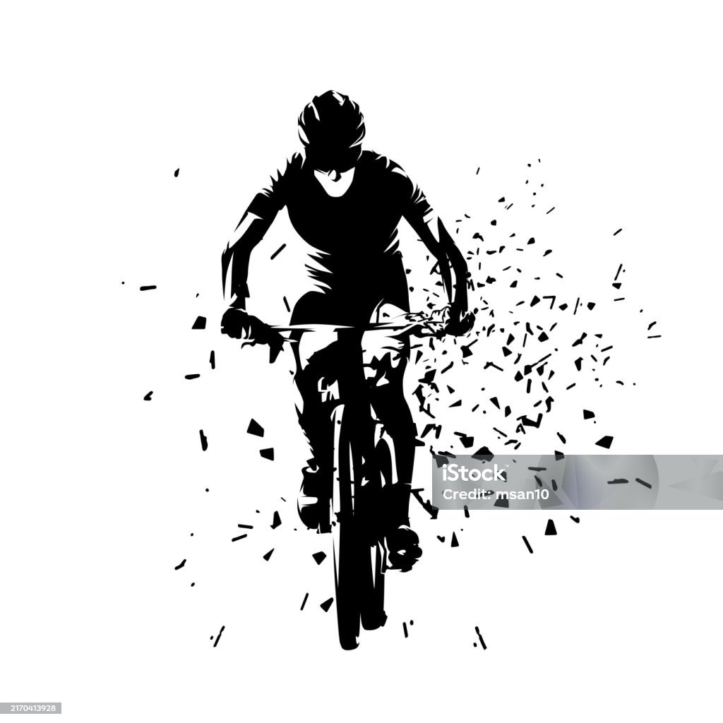 Front Riding Biking Vector Biking Man Riding A Mountain Bike Front View Distorted Isolated Vector ...