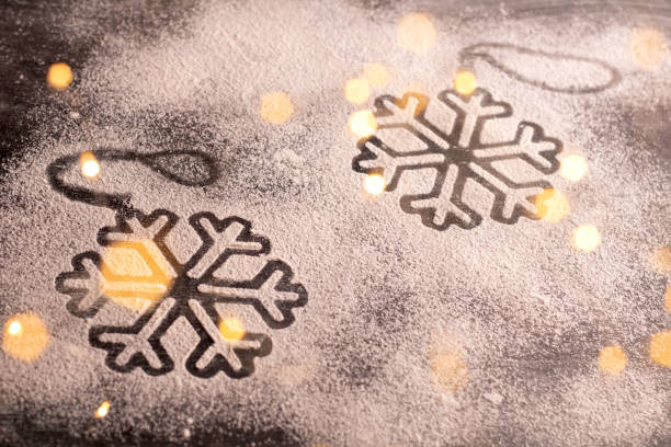 istock photo, powdered, sugar, snowflake, design, imprint, powder, festive, wintry, appearance, light, dot, bokeh, warm, decorative, scene, image, cover, holiday, christmas 2170414767
