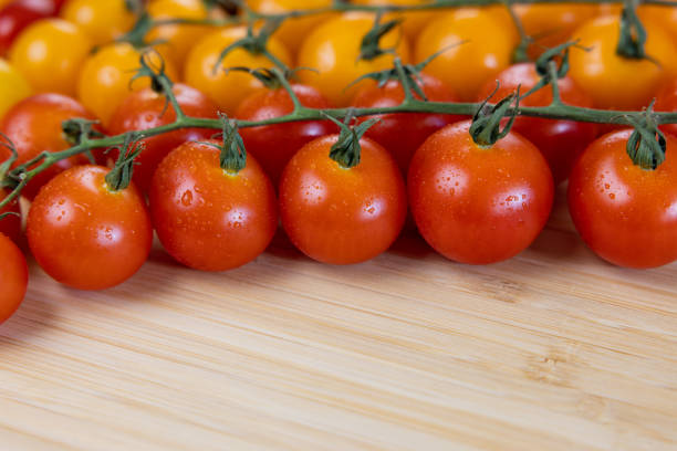 Free Stock Photo of Fresh colorful cherry tomatoes on wood background ...