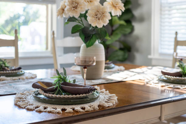 istock Soft focus dining room table decorated for autumn 2170431283