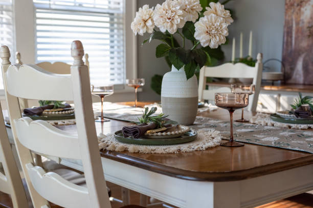 istock Beautiful autumn table setting in earth tones 2170431292