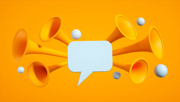 istock Digital Marketing and Social Media Concept with Megaphones Emerging from a Speech Bubble, 3D Rendering 2170440225