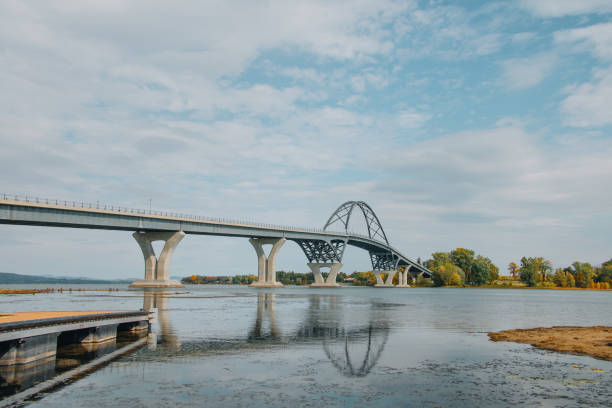 istock Lake Champlain Bridge Upstate New York and Vermont in Autumn. Low Tide with Low Angle Blue Sky. Zinc metallized corrosion protection bridge. 2170441287