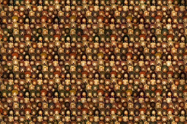 Background Pattertn Faces of Ethnically Diverse Children. 3D Illustration