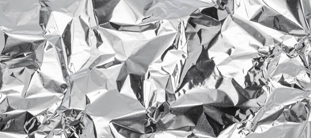 Crumpled aluminum foil background. realistic texture