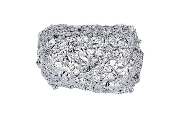 istock Crumpled square-shaped aluminum foil. white background 2170445903