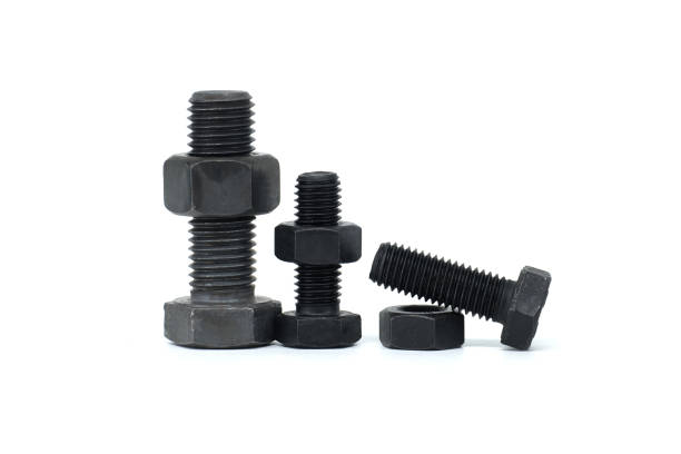 istock Assorted metal bolts and nuts against a white background 2170452588