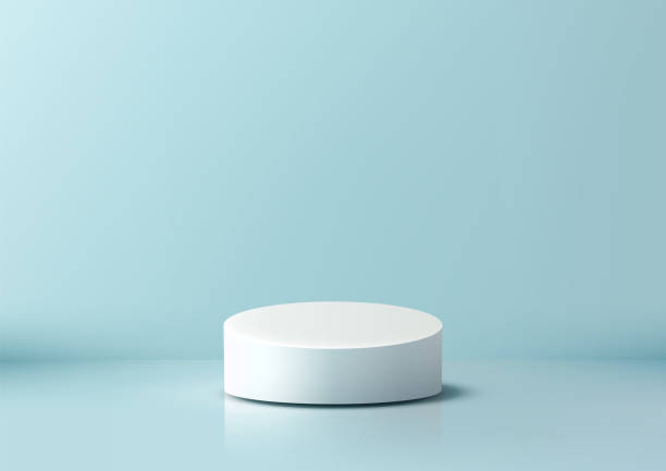 istock Clean and Elegant 3D White Podium on Blue Background, Ideal for Product Display, Mockup, Showroom, and Showcase, Minimalist 2170455658