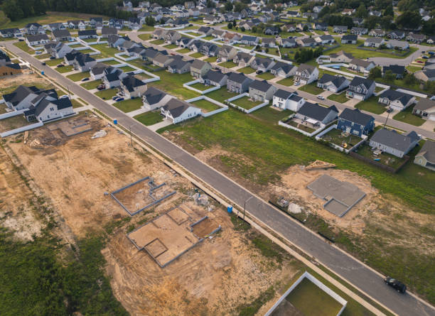 istock Concrete Slab Foundations - New Homes Under Construction - Developing Neighborhood 2170456638