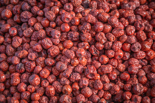 red hawthorn berries. at the fruit market.