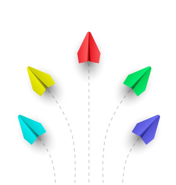 istock Vector illustration of paper airplanes flying in different directions. Concept of individuality and independence. 2170460651