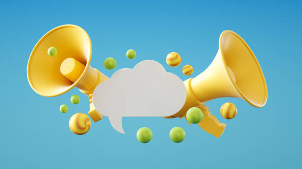 istock Digital Marketing Social Media Concept with Megaphone and Speech Balloons. 3D Rendering. 2170461509