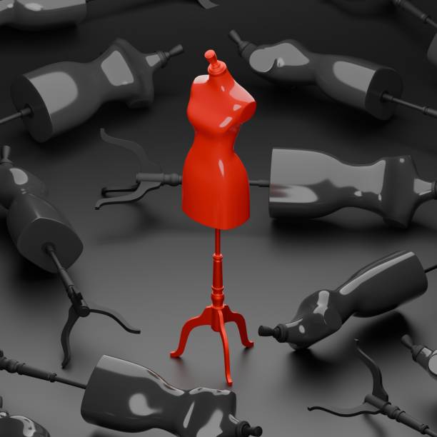 Isometric 3d rendering Red Mannequin, criminal concept design illustration isolated on white background with copy space