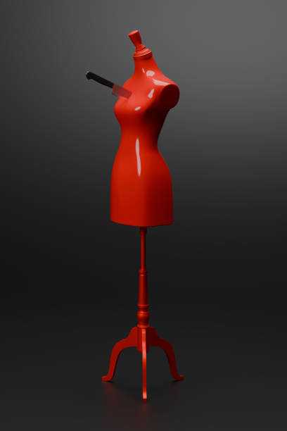 istock 3d rendering Red Mannequin stab by knife, criminal concept design illustration isolated on black background with copy space 2170468602
