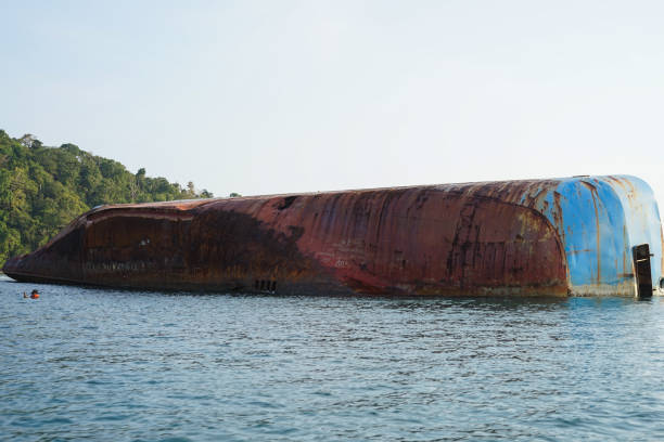 The barge parked in the middle of Tien River, Tien Giang province